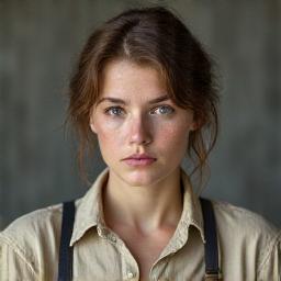 A historical depiction of a diligent factory worker, in appropriate period clothing.